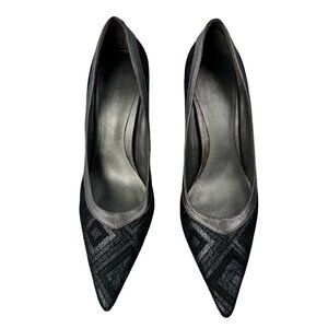 Nine West Women’s Pointy Toe Gray Silver Geometrical Pattern  Pumps Size 7.5 M